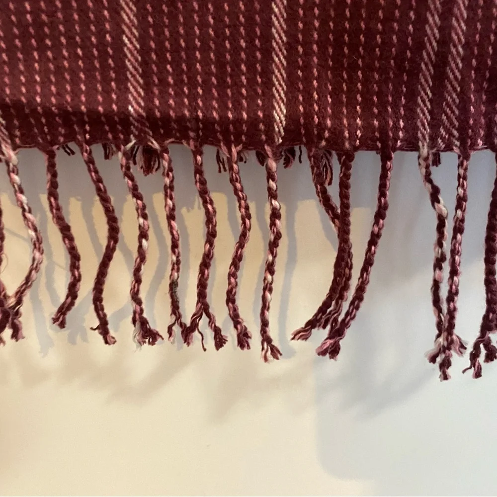 100% Cashmere Made in Scotland Plaid Burgundy and Pink Scarf